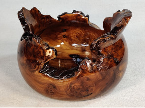 Wooden Bowl Hand Carved Russian Olive Burl Wood